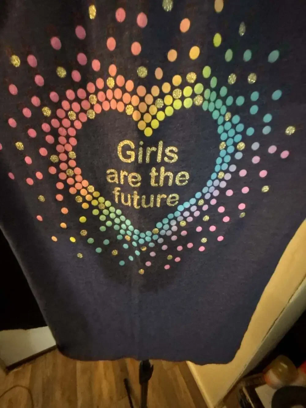 The Children's Place Girls Are The Future Rainbow Heart Graphic T-Shirt Navy Siz
